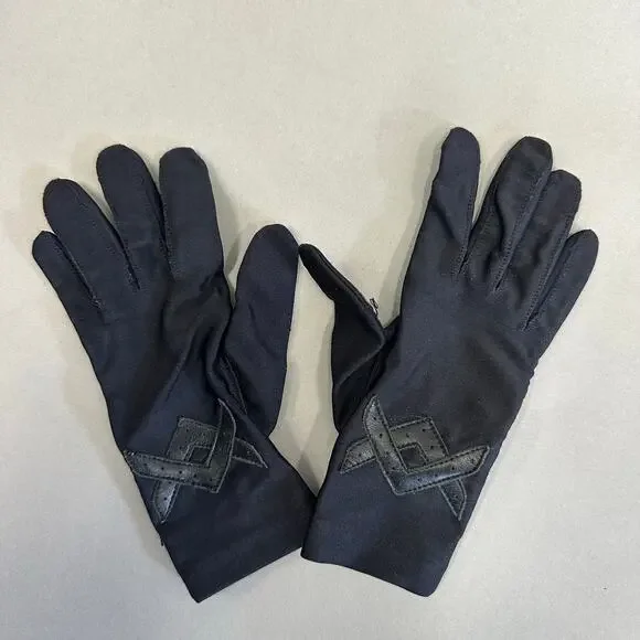 Vintage 80s Isotoner black nylon‎ Stretchy driving liner gloves one size - Picture 11 of 11